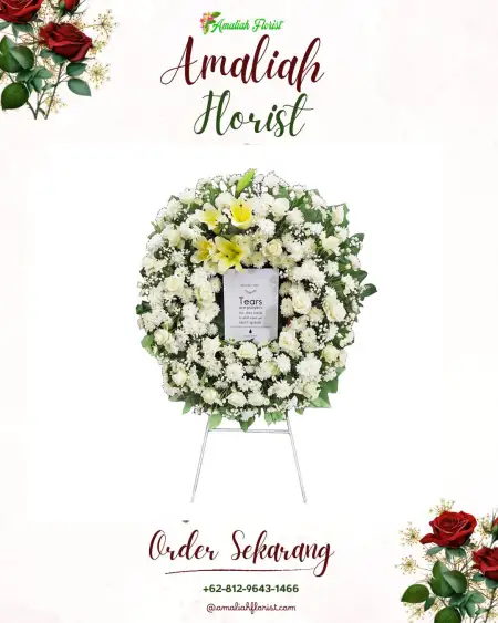 Krans Bunga Duka Kejawaan Putih Tambak